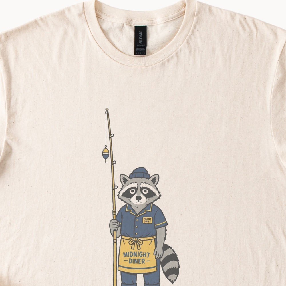Raccoon Shirt Fishing Humor Diner Worker Tee